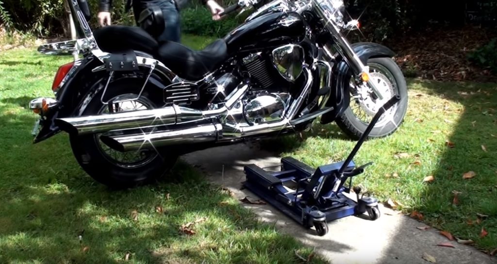 Position your bike next to your motorcycle jack